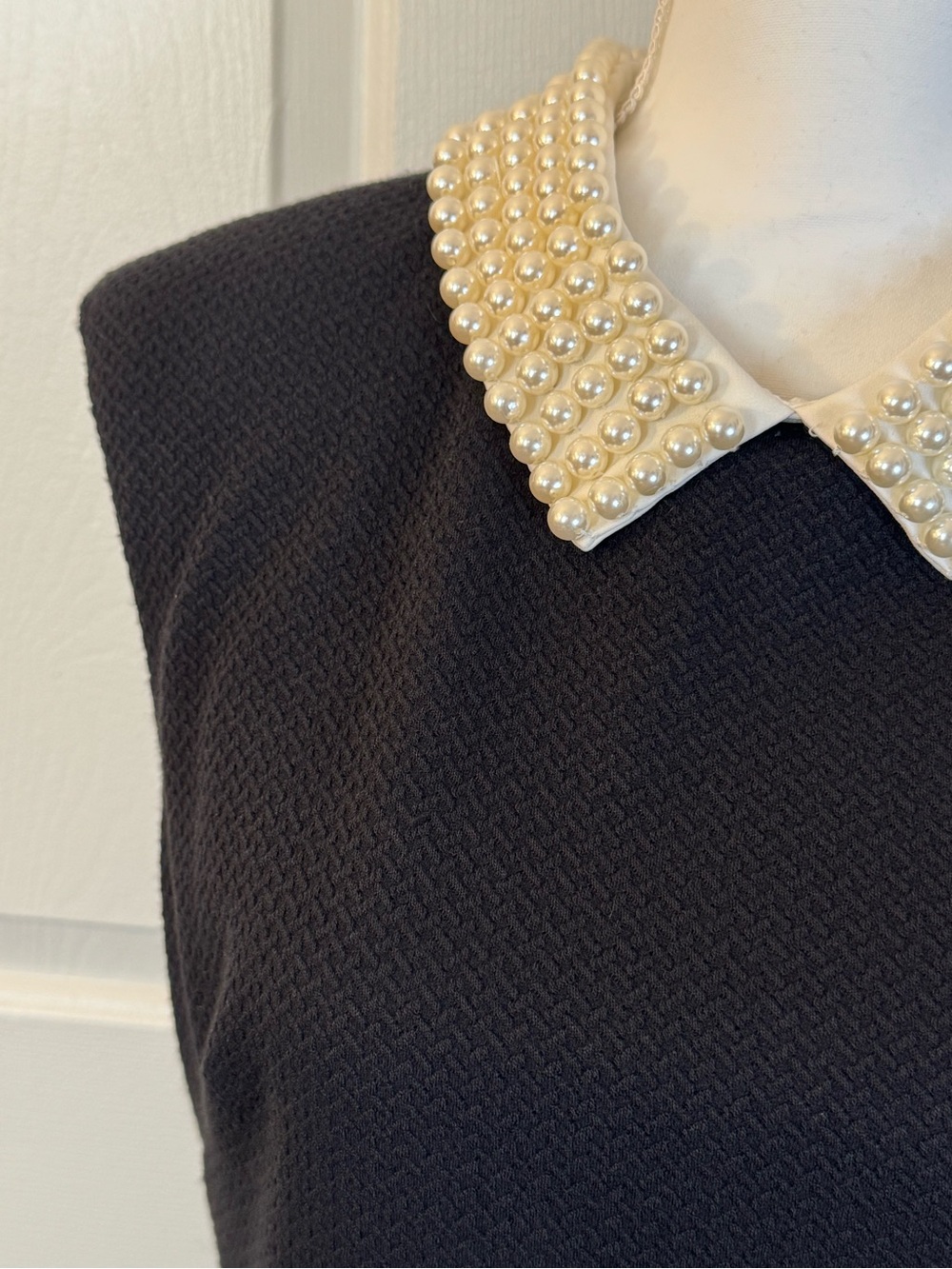 Betsey Johnson Black Fit-and-Flare Dress with Faux Pearl Collar - Picture 4 of 8